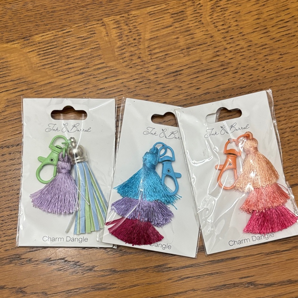 Ink and barrel Tassel Charm Dangle Set of 3 lot